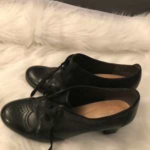 Naturalized lace up oxford heels